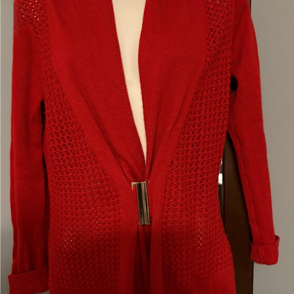 VENUS Vibrant Red Open-Front Cardigan
